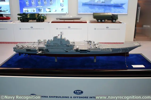 At AAD 2014 (Africa Aerospace and Defence Exhibition which took place from the 17 to 21 September in South Africa) the China Shipbuilding & Offshore International Company (CSOC) showcased its P18N Offshore Patrol Vessels (OPV) and its LPD/LHD design. The booth also featured a scale model of China's aircraft carrier Liaoning. CSOC is part of the part of the State Shipbuilding Corporation, China Shipbuilding Industry Corporation (CSIC).