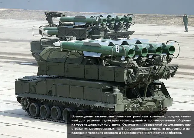 The Buk-M2E (NATO name SA-17 Grizzly) is a Russian made mobile medium-range surface-to-air missile (SAM) system designed to defend field troops and logistical installations against air threats. SA-17 Grizzly is an upgraded version of the proven Buk-M1 mobile air defense system and retains its main features. 