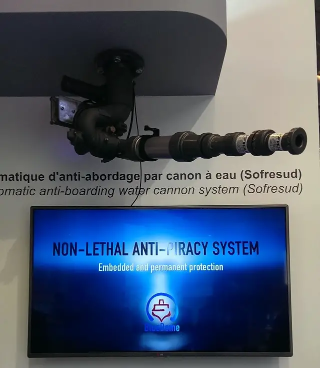 The Autoprotection consortium, led by Sagem (Safran), unveiled BlueDome at the Euromaritime trade show and exhibition from February 3-5, 2015 in Paris. BlueDome is a complete, fully integrated system designed to protect commercial ships against piracy.