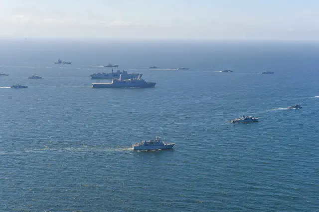 Ships sail in formation in the first movements of BALTOPS 2015. BALTOPS is an annual multinational exercise designed to enhance flexibility and interoperability, as well as demonstrate resolve among allied and partner forces to defend the Baltic region. (U.S. Navy photo by Mass Communications Specialist 3rd Class Timothy M. Ahearn/Released)