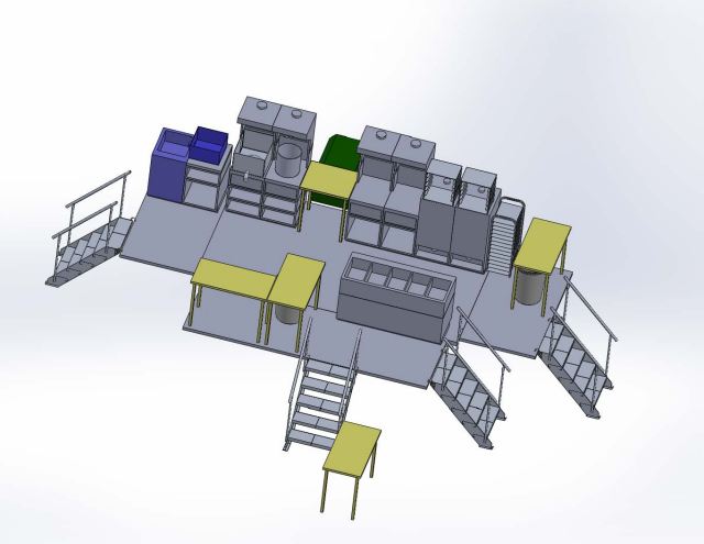 The Battlefield Kitchen, or BK, being developed in a cooperative effort between the Natick Soldier Research, Development and Engineering Center, or NSRDEC, and Product Manager Force Sustainment Systems, or PM FSS, is a self-contained, efficient mobile kitchen that can provide up to three hot meals daily to as many as 300 Soldiers during military operations. The BK can serve a full range of individual and group rations.
