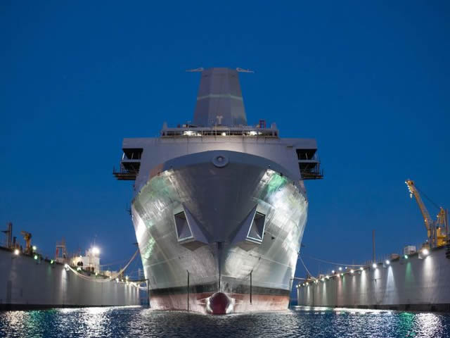 Huntington Ingalls Industries’ Ingalls Shipbuilding division has launched the company’s 11th amphibious transport dock, Portland (LPD 27). The ship, named for Oregon’s largest city, is scheduled to be christened on May 21.