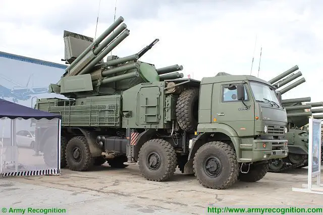 The Pantsir-S is a Russian-made air defense missile-gun system armed with twelve 57E6 surface-to-air guided missiles and two 2A38M30-millimetre automatic guns.