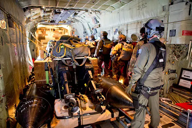 The Royal Australian Air Force (RAAF) released pictures showing Special Forces training in the air drop of Zodiac Milpro RHIBs. RAAF C-130J Hercules is undergoing a series of capability upgrades and role expansions as it continues to serve the Australian Defence Force as a medium tactical airlifter. This has included increases to its communications and situational awareness systems, aircraft self-protection suite, and increased airdrop capability.
