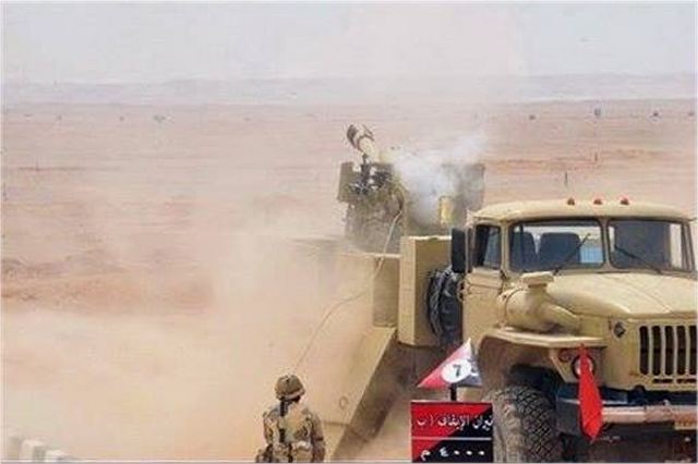 New Egyptian army 6x6 self-propelled howitzer armed with a Russian-made D-30 122mm towed gun during firing tests.