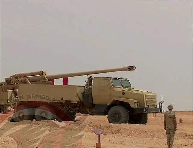 According pictures released on the facebook account "EgyptMilitary", two new wheeled artillery systems entered service in the Egyptian army. Both are based on Russian-made Ural-4320 6x6 truck chassis with a towed artillery system mounted at the rear of the truck.