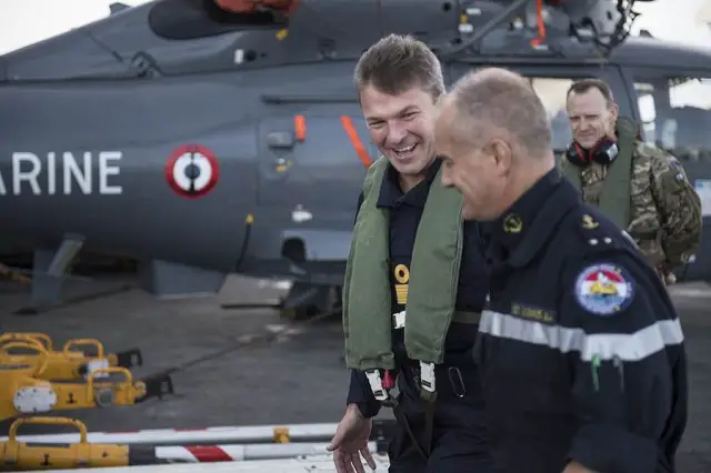 Royal Navy Officers visiting French carrier Charles de Gaulle 1