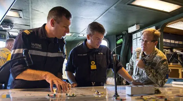 Royal Navy Officers visiting French carrier Charles de Gaulle 2