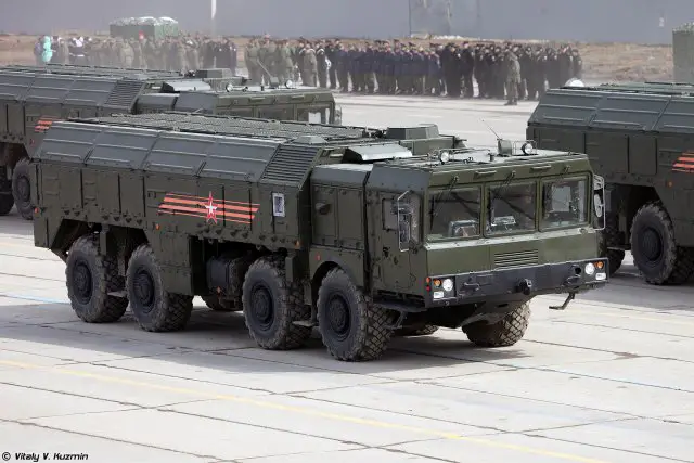 Iskander-M Missile SS-26 Stone is a short range tactical missile system developed and produced in Russia. The system replaces the Oka SS-23 SPIDER which had been terminated under the Intermediate Nuclear Forces (INF) Treaty. Development of the system was undertaken by the Kolomna Engineering Design Bureau development during the 1990s under the project name "Tender". The Iskander-M have a Range of 400 km with a potential for extension to INF Treaty violating of 500 km.