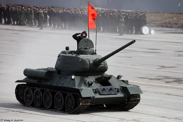 The T-34 was a Soviet medium tank that had a profound and lasting effect on the field of tank design. Although its armour and armament were surpassed later in the war, it has often been credited as the most effective, efficient and influential tank design of the Second World War. The T-34-85 (German designation: T-34/85) was a major improvement with an 85 mm gun in a three-man turret.