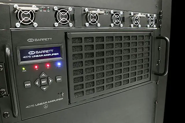 E-mail and messaging have become the common and preferred methods in modern communications. Barrett’s innovative liquid cooled amplifier, when married with the Barrett 4050 SDR Transceiver to produce the Barrett 4075 HF High power transmitter, will run continuously at high power for extended data transmission and at optimum temperatures resulting in greater reliability.