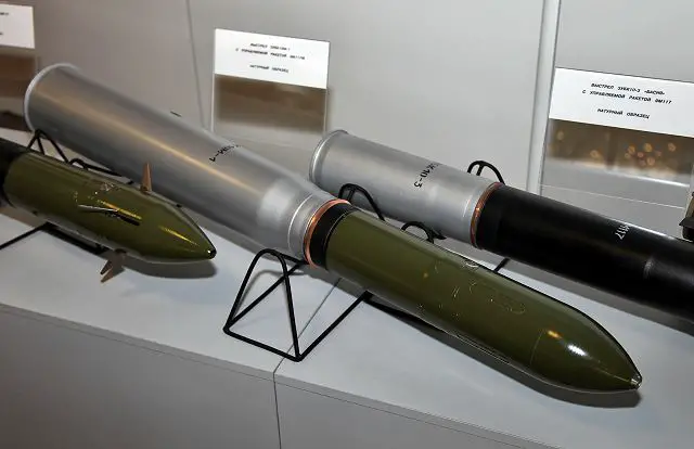 The family of the 3UBK10M munitions includes several rounds (namely, 3UBK10M, 3UBK10M-1, 3UBK10M-2, and 3UBK10M-3) equipped with the 9M117M missiles. 