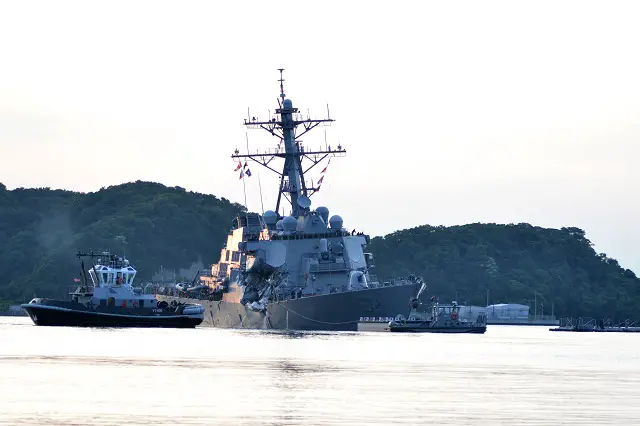 USS Fitzgerald destroyer collision damage US Navy