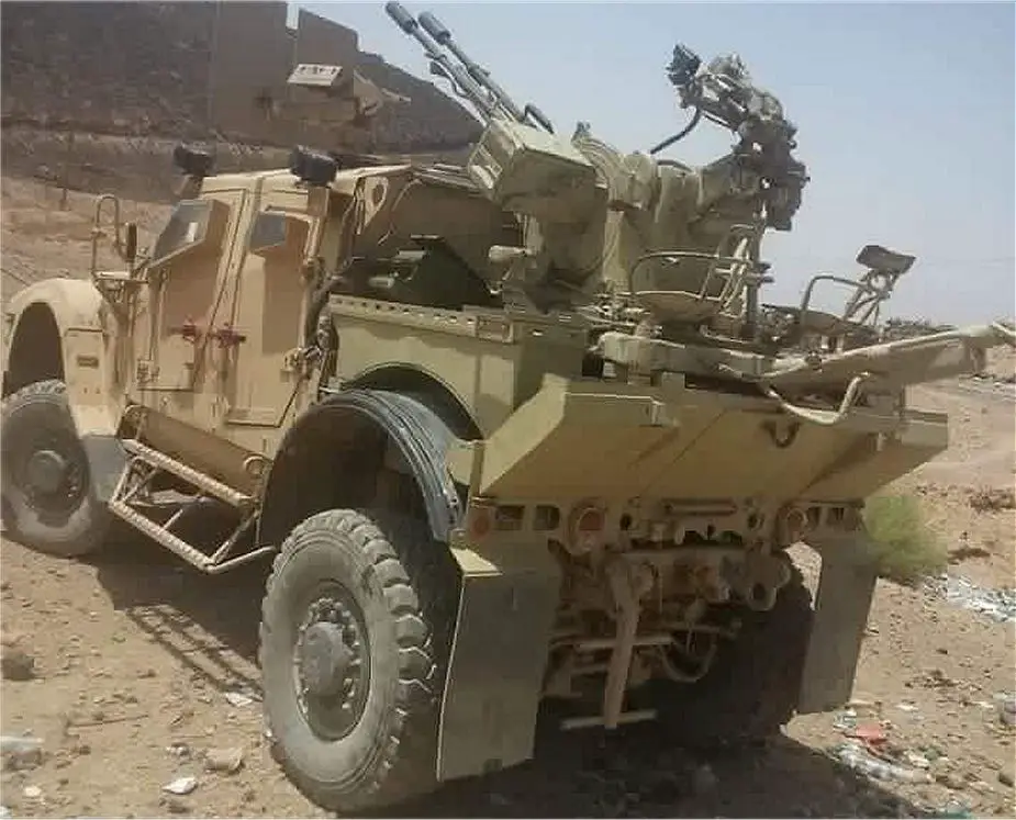 Oshkosh M ATV with BTR 80A turret and ZU 23 2 used by Yemen rebels 925 002