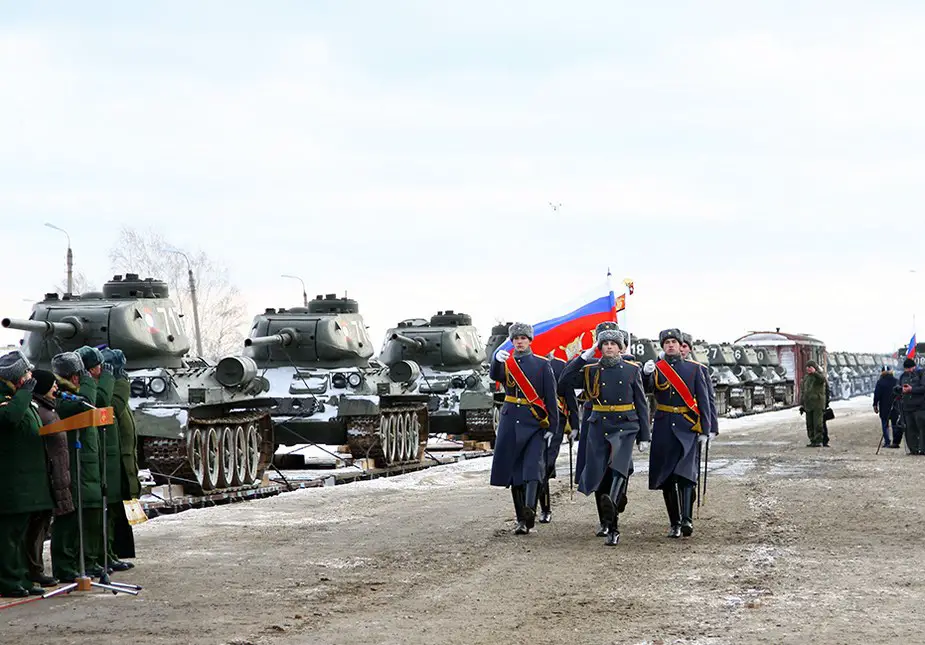 Thirty T 34 World War 2 tanks presented by Laos to Russia arrived in Moscow region