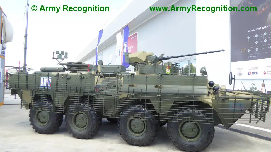 Russian BTR 82AT APC gets extra protection from cumulative munitions and shells