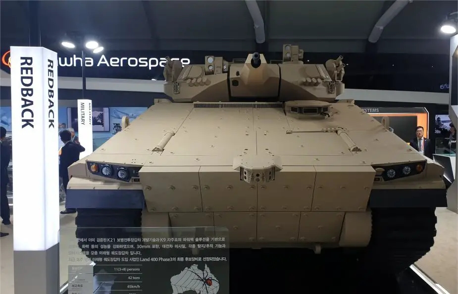Hanwha Defense Company AS21 RedBack tracked armored IFV unveiled at ADEX 2019 925 002