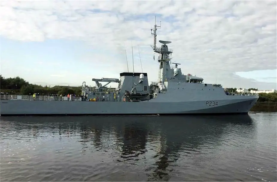 British Navy HMS Spey River-class offshore patrol vessel debuts at sea