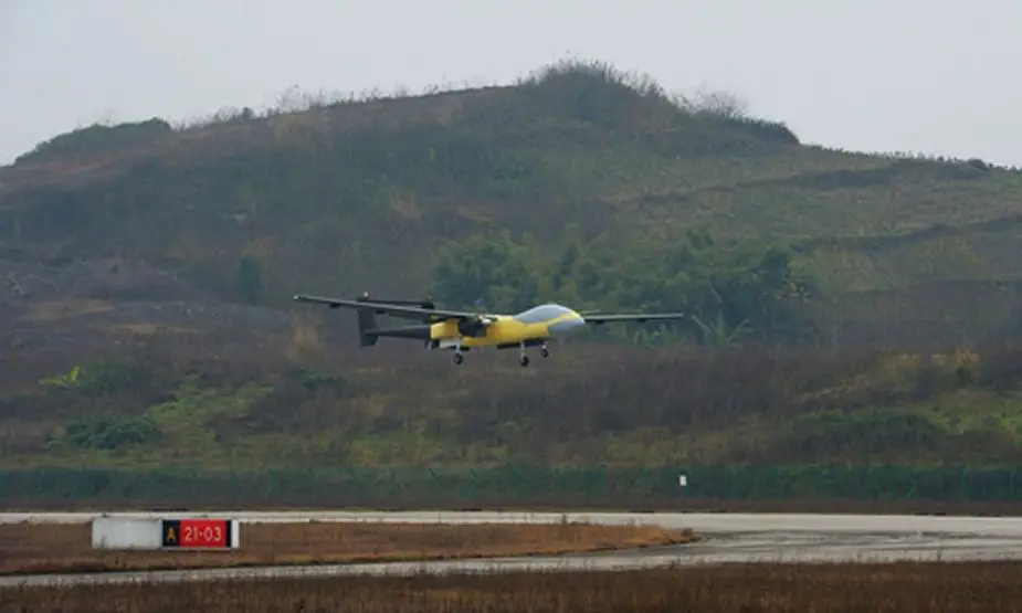 China maiden flight of the first large three engine drone in the world
