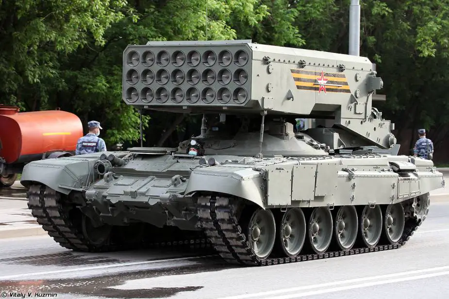 TOS 1A flamethrower MLRS Multiple Launch Rocket System Russia Victory Day military parade 2020 925 001