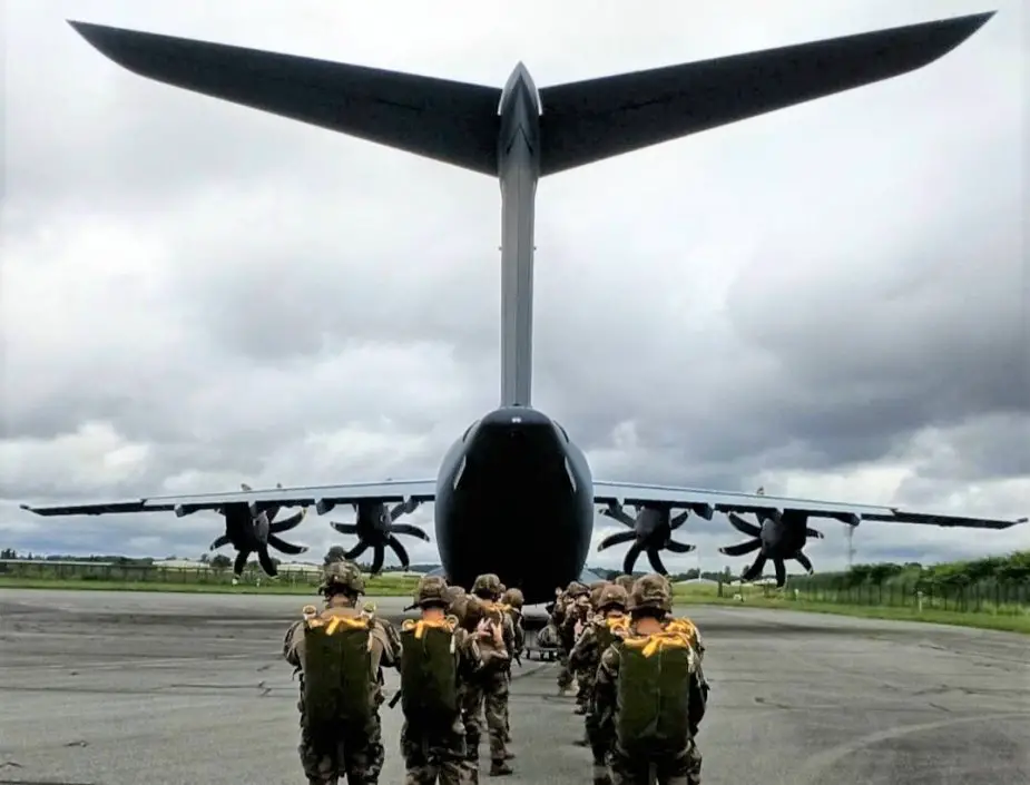 French Airbus A400M Atlas cleared to drop paratroopers through side doors 1