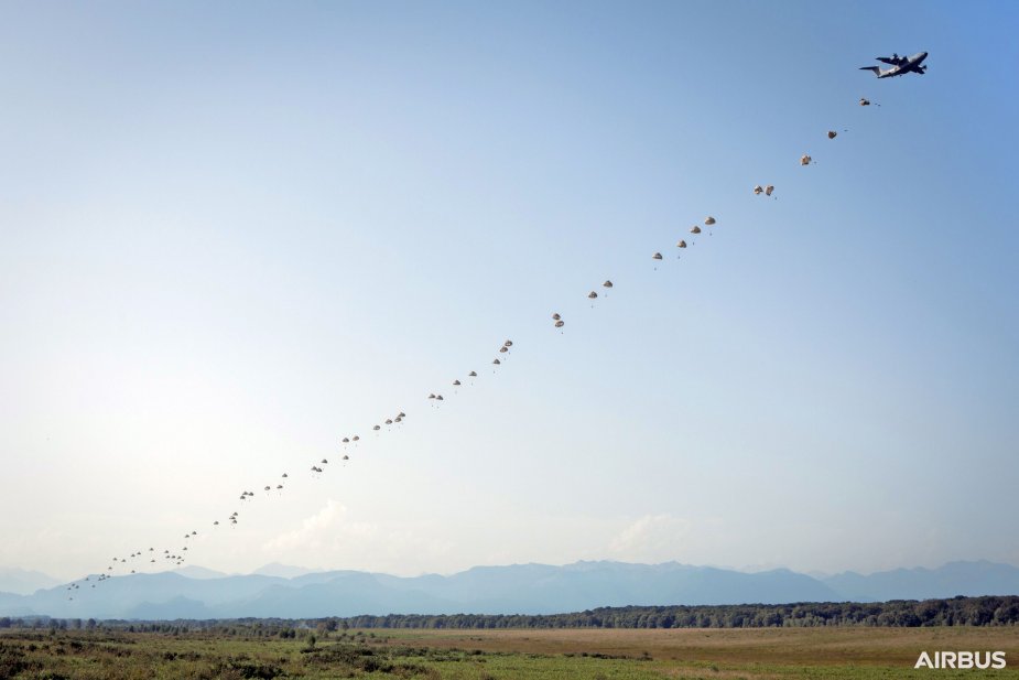 French Airbus A400M Atlas cleared to drop paratroopers through side doors 3