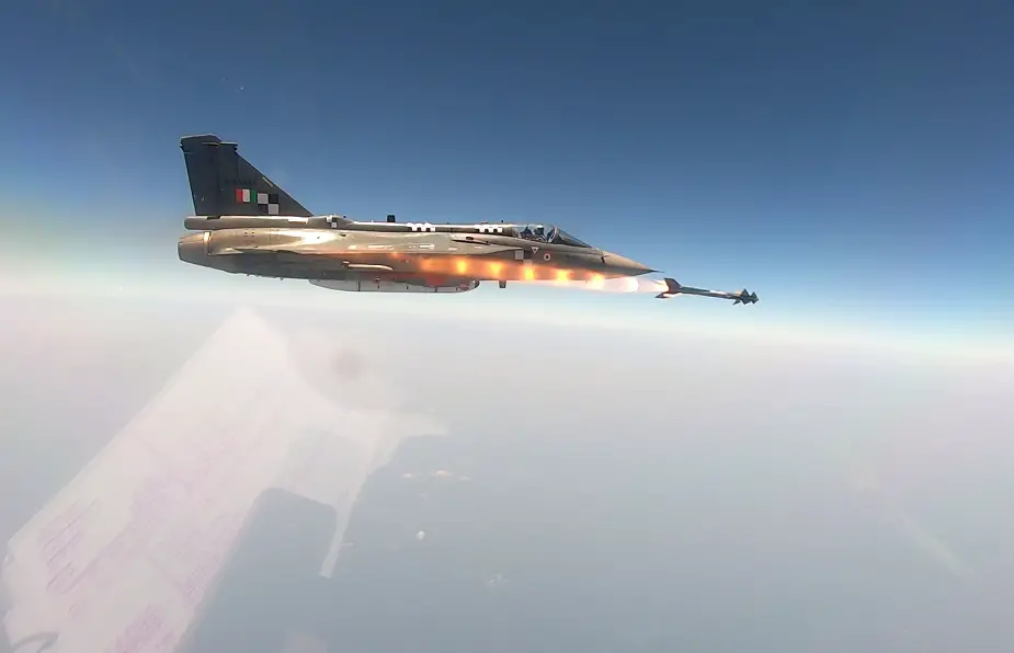 Maiden trial of Python 5 air to air missile fired by Tejas light combat aircraft