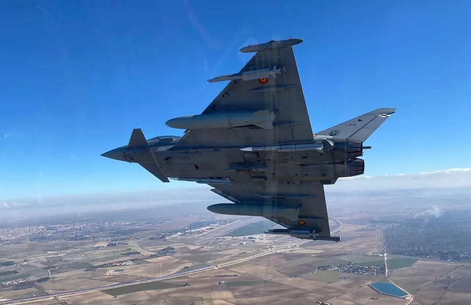 Spanish Air Force Eurofighter Typhoon flies equipped with Meteor missile 01