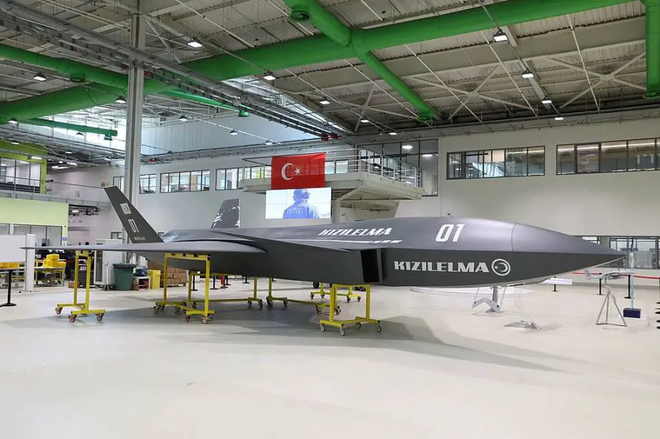 Turkish Baykartar Kizilelma fighter UAV exhibited at Teknofest