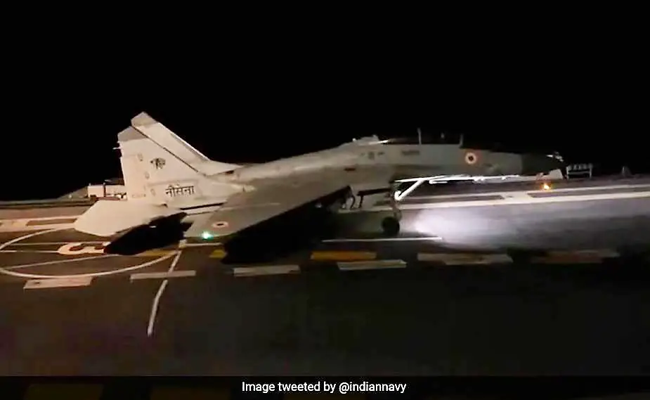 Indian Navy MiG 29K makes maiden night landing on INS Vikrant 2