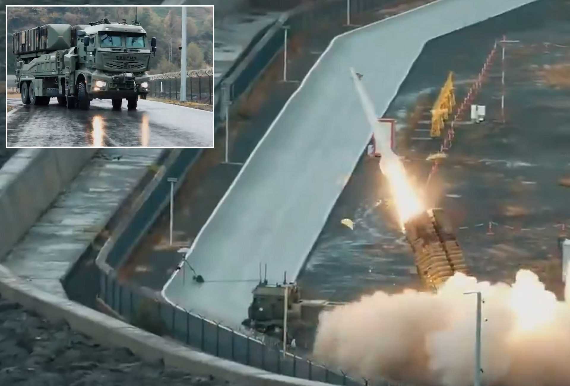  Turkish defense industry footage shows the test fire of the Roketsan-developed Tayfun hypersonic ballistic missile, launched from a dual-container TEL (Transporter Erector Launcher) 8x8 truck. 