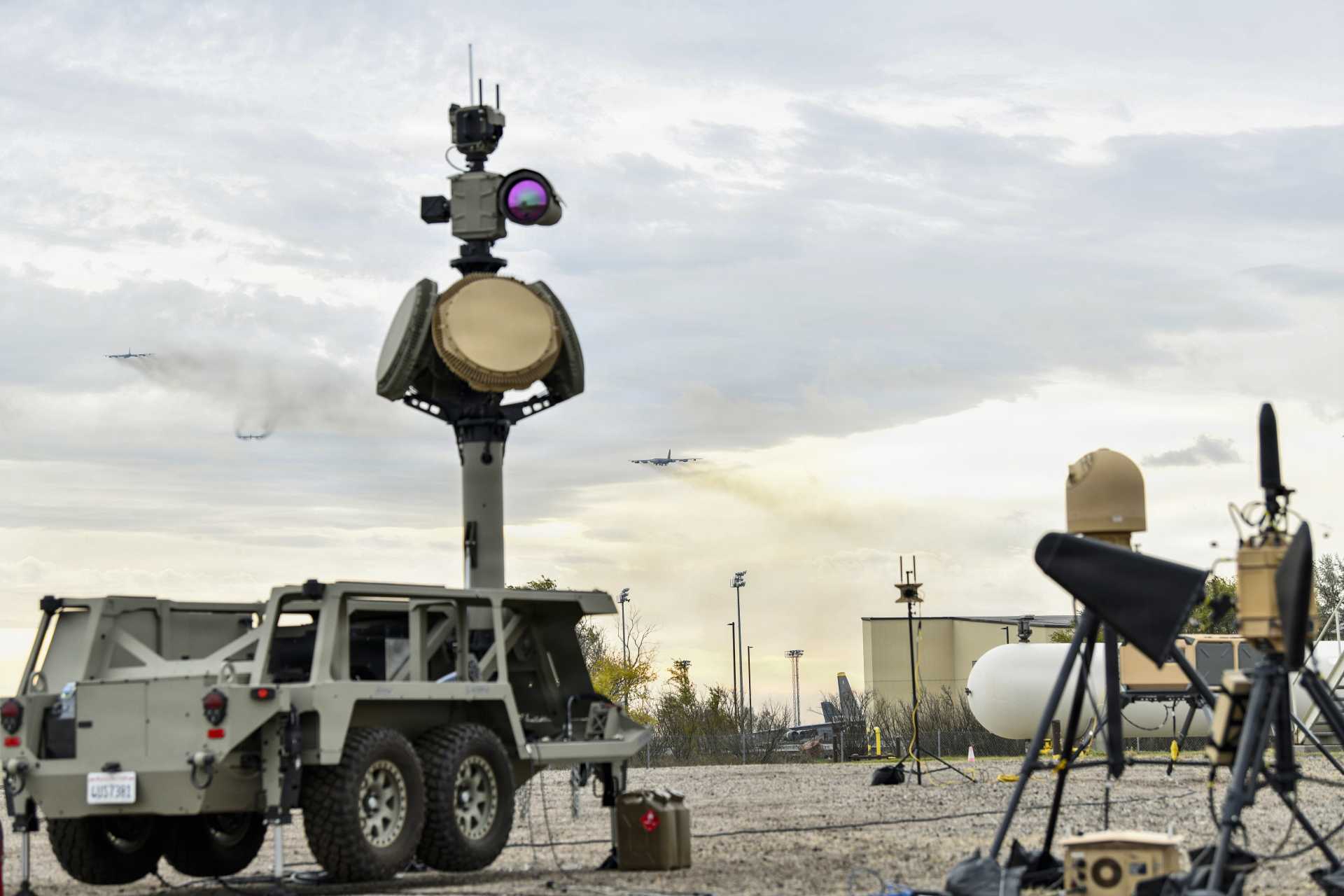 The U.S. Northern Command's Counter-small Unmanned Aerial System (C-sUAS) fly-away kit is pictured during a rapid deployment to a North Dakota base, where operators took part in an exercise showcasing the command’s ability to swiftly support installation commanders facing drone incursions.