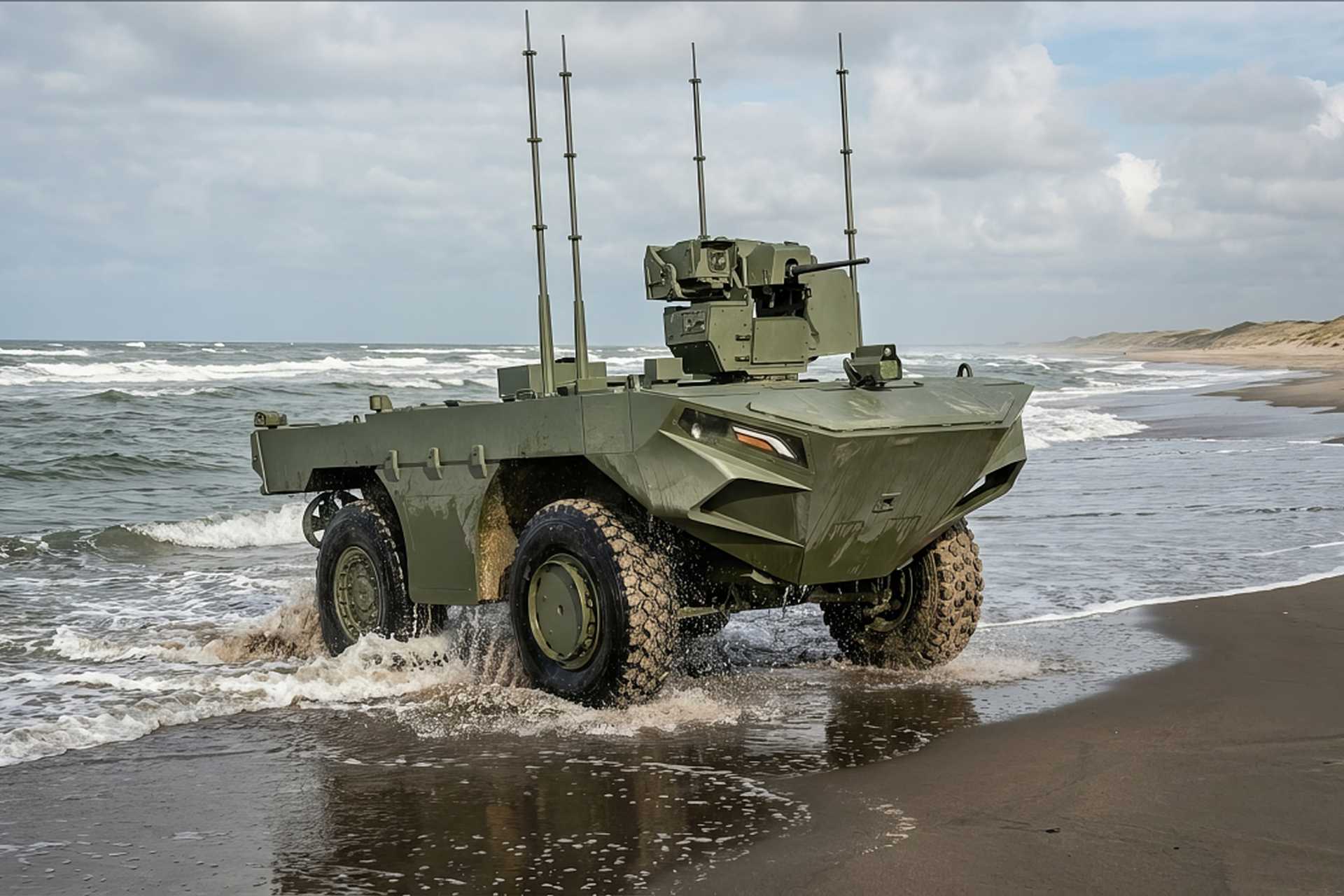 The U-MAV could serve as the unmanned first wave of an amphibious assault, entering defended beaches to find threats, clear obstacles, and engage enemy positions before vehicles carrying personnel are sent ashore. (Picture source: FNSS)