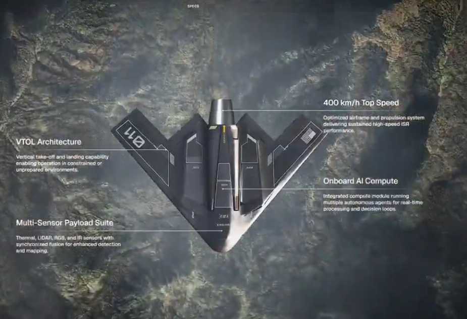 USAvionix Jet-Powered ISR Drone – Key Features: 500 km/h Speed, 300–500 km Reach, VTOL Capability, Onboard AI Processing, Modular ISR Sensors, Swarm Operations, and Resilient Communications for Contested Airspace.