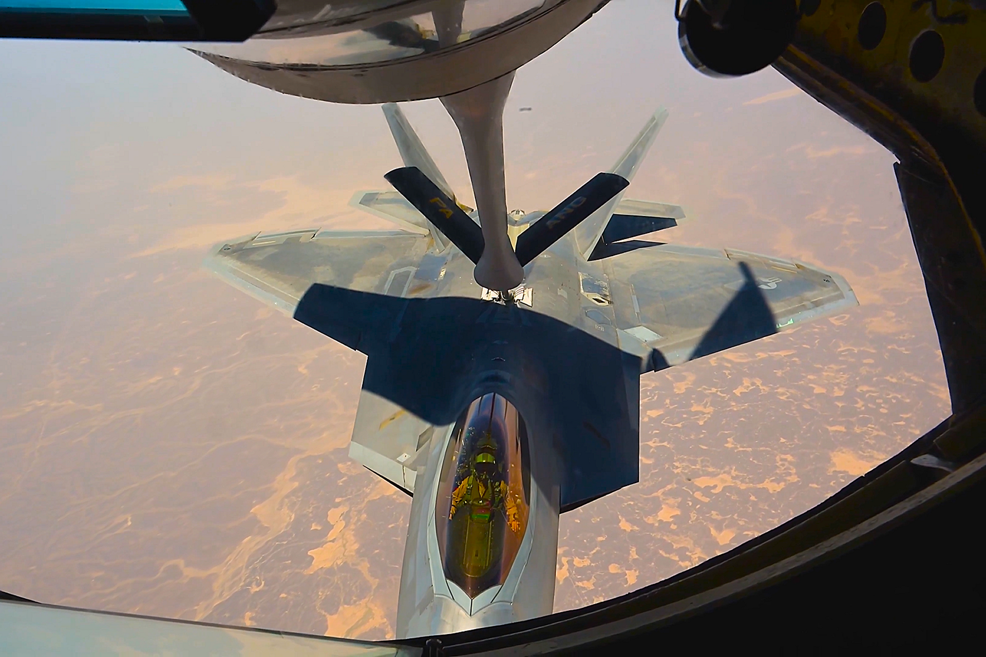 U.S. Central Command footage of an F-22 Raptor refueling from a KC-135 over the Middle East highlights the Air Force’s ability to sustain stealth airpower during extended operations in a contested region (Picture Source: U.S. Central Command)