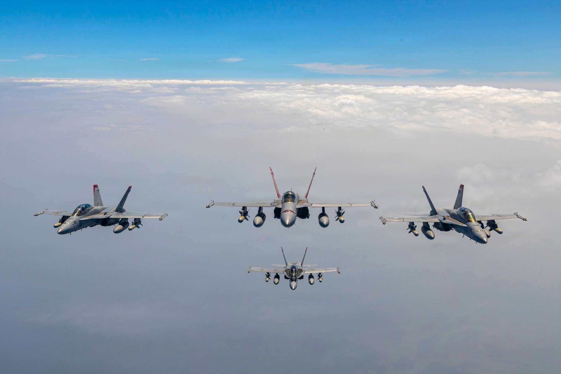 U.S. Marines launched 10 Harpoon-armed F/A-18C/D Hornets from Japan with KC-130J tanker support, demonstrating a concentrated, forward-based maritime strike capability in the Western Pacific (Picture Source: U.S. Marines)