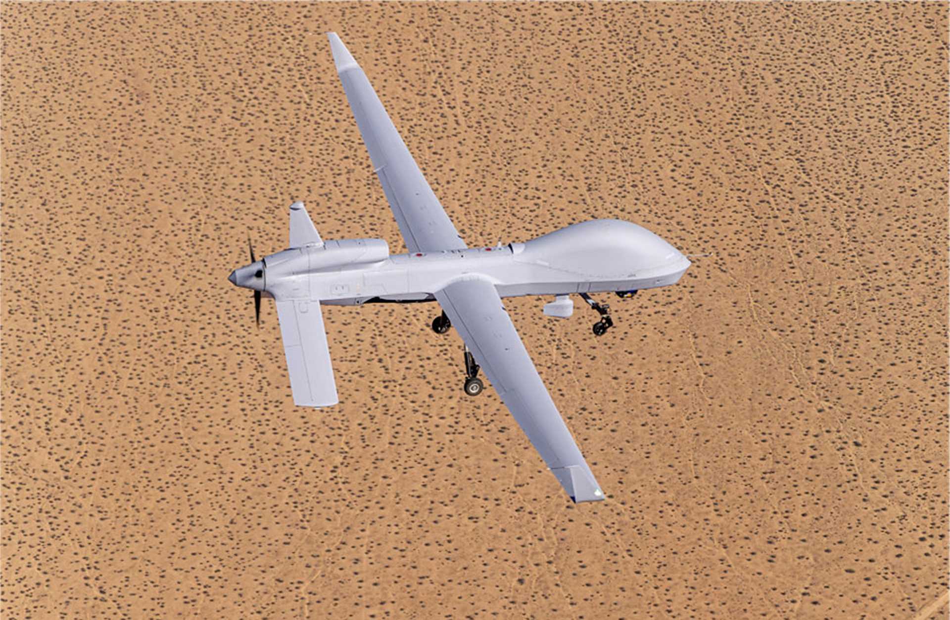 A General Atomics Gray Eagle 25M unmanned aerial vehicle, the long-endurance armed reconnaissance system selected for the U.S. National Guard to strengthen deep surveillance, target acquisition and support for long-range fires.