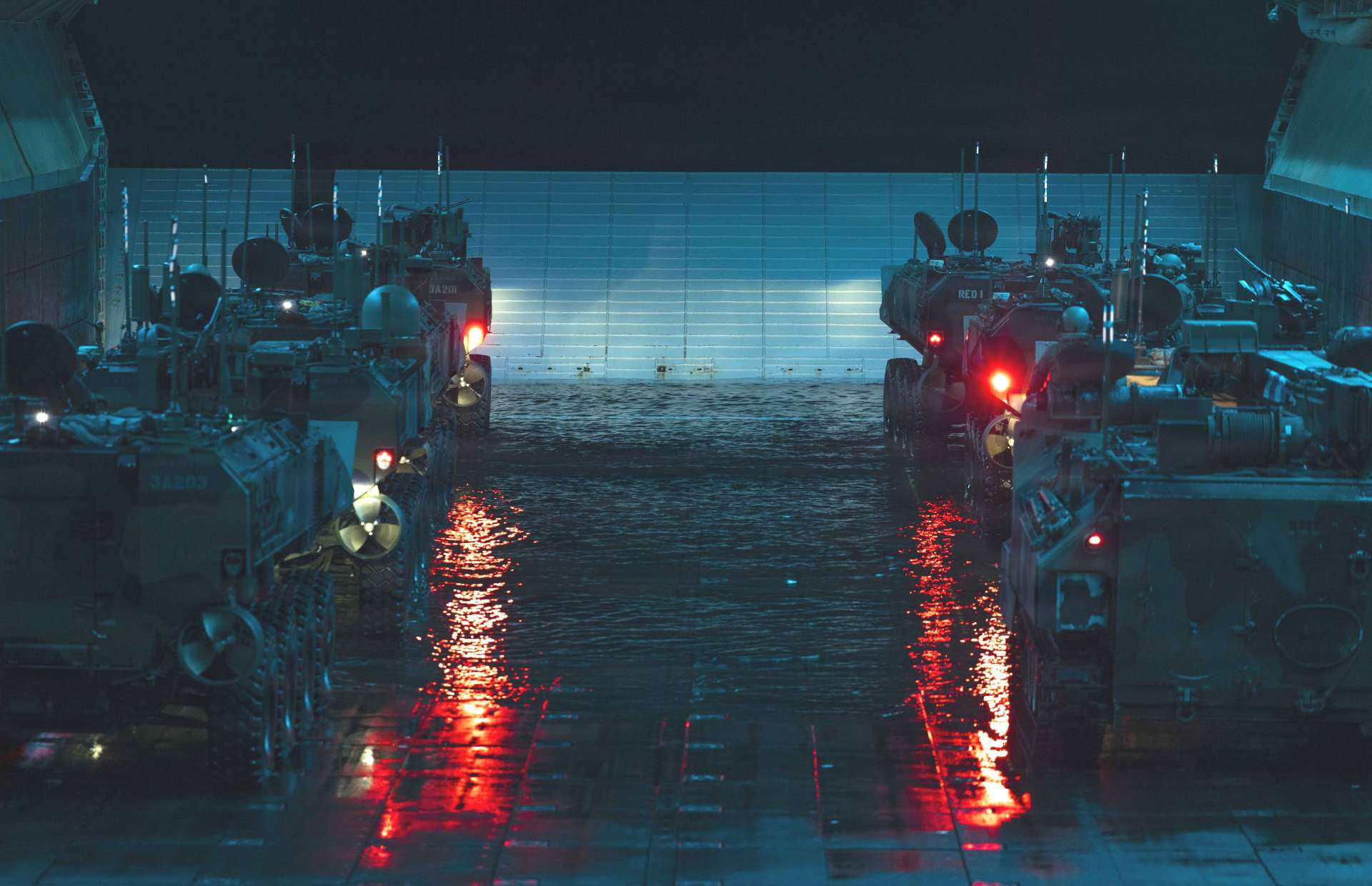 U.S. Marines Conduct Night Amphibious Assaults Using Sea-Launched Armored Vehicles