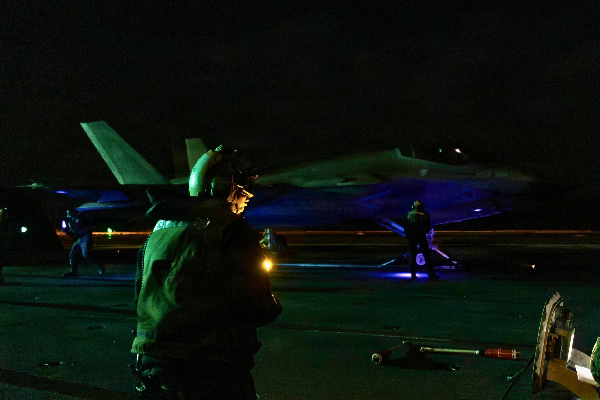 U.S. Navy Operates F-35C Fighter Jets and EA-18G Aircraft from USS Abraham Lincoln in Red Sea