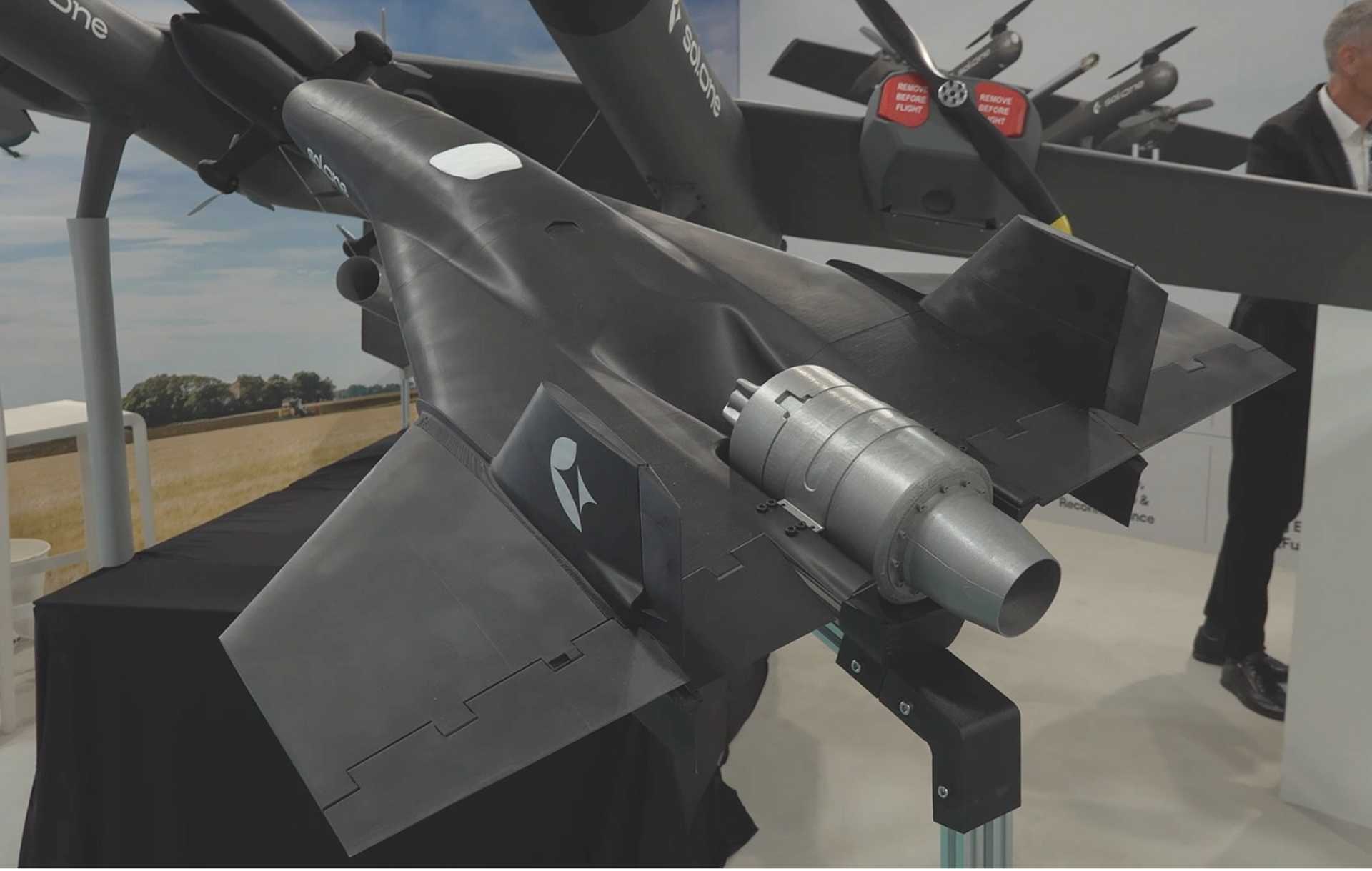A Sol.One unmanned aerial vehicle displayed at Farnborough International Airshow 2026 illustrates the growing role of Belgian industry in developing next-generation ISR and tactical drone capabilities for defense and security missions.