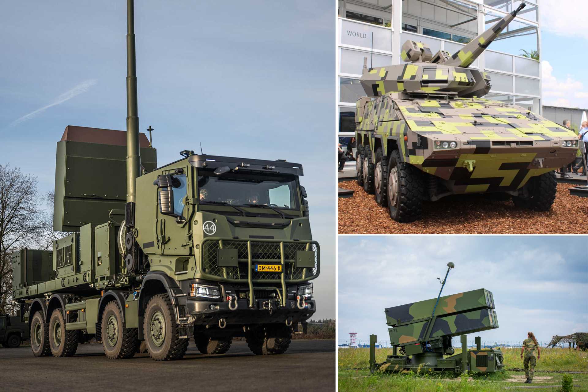 The 14 GM200 radars improve Belgium's detection and target tracking; the 10 NASAMS batteries provide medium-range interception; and the 20 Skyranger 30 systems strengthen close-range protection against drones and low-altitude threats. (Picture source: Thales, Army Recognition, and Norwegian MoD)