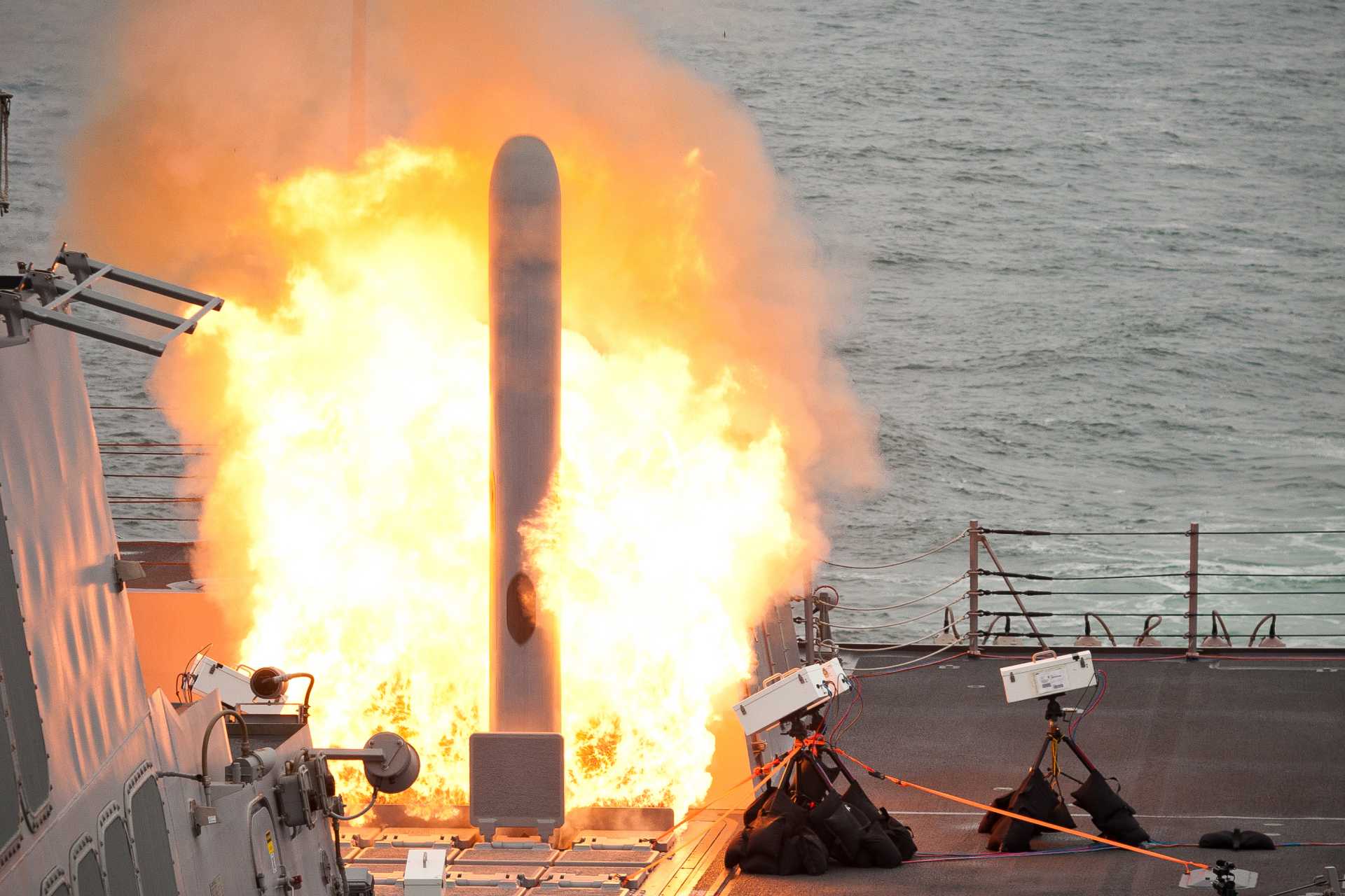 A 2,500 km engagement radius from Germany would cover most of European Russia west of the Volga and a large part of the western Russian military support network, without moving launchers into Poland, the Baltic states, or Romania. (Picture source: US Navy)