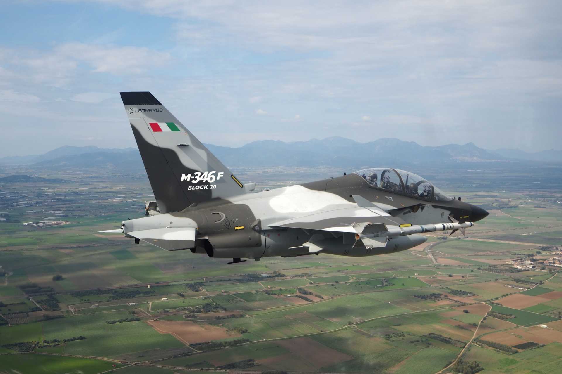 The Block 20 upgrade transforms the M-346F into a digitally networked light combat aircraft with a modern fighter cockpit, AESA radar, Link 16, and more realistic embedded training, bringing pilot instruction much closer to fighter jets. (Picture source: Leonardo)