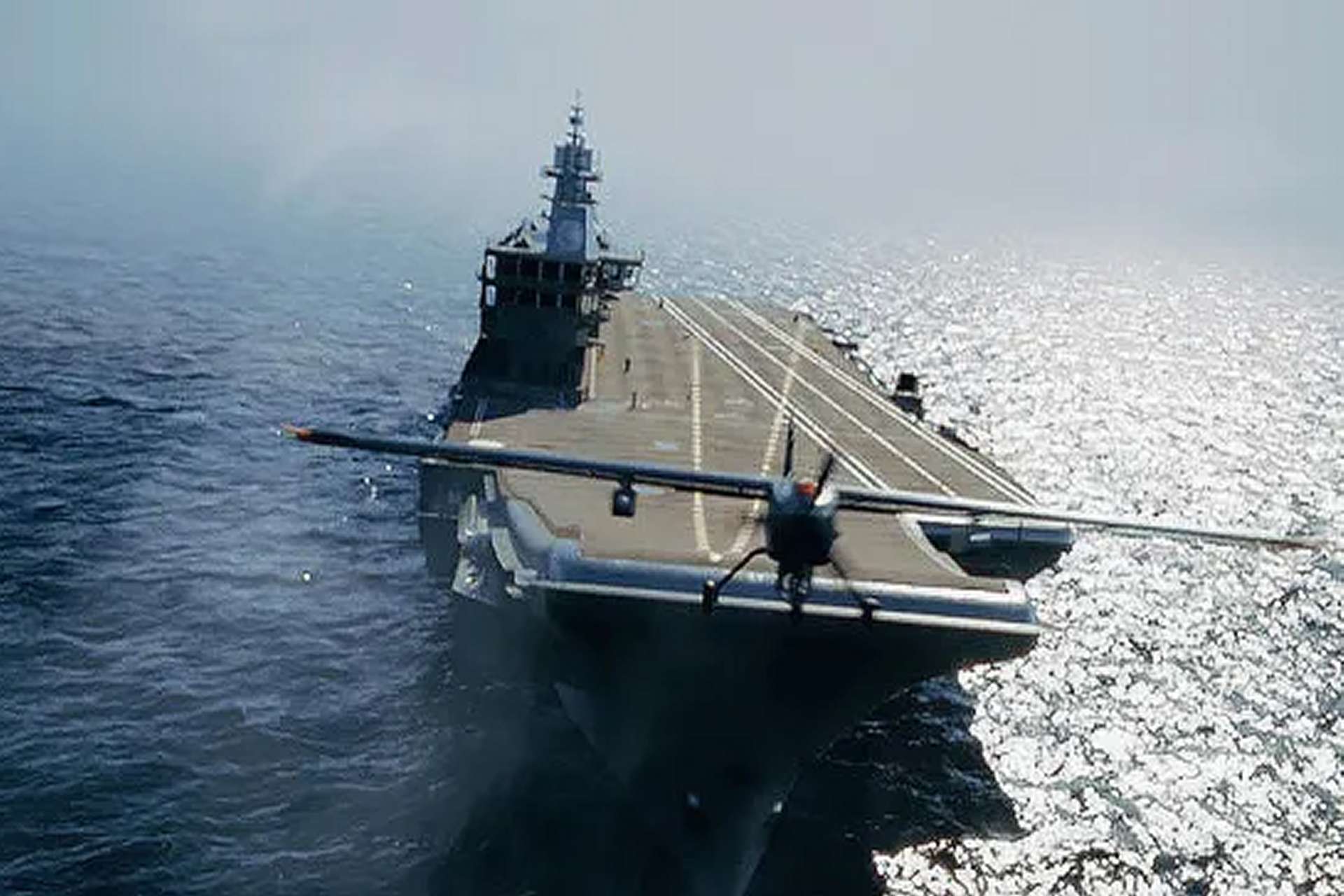 Elbit Systems’ proposed unmanned aviation ship would operate Hermes 650 Spark UAVs for long-range maritime surveillance, target acquisition and strike support, extending naval sensor coverage against missiles, drones and unmanned surface vessels (Picture source: Elbit Systems).