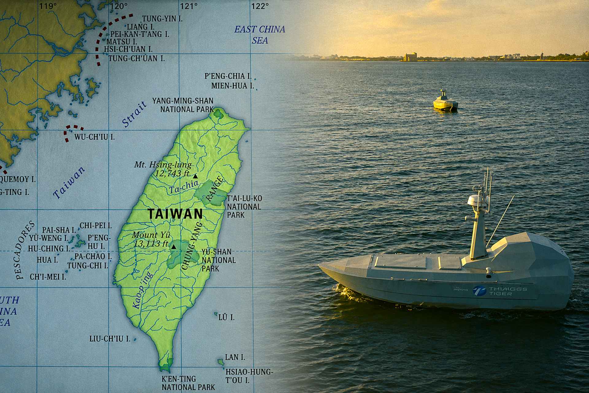 Shield AI and Thunder Tiger demonstrated Hivemind coordinating two SeaShark unmanned surface vessels in Taiwan, showing how autonomous maritime teams could strengthen surveillance, reduce crewed-asset demand, and support distributed deterrence (Picture Source: Britannica / Shield AI/ Edited By Army Recognition Group)