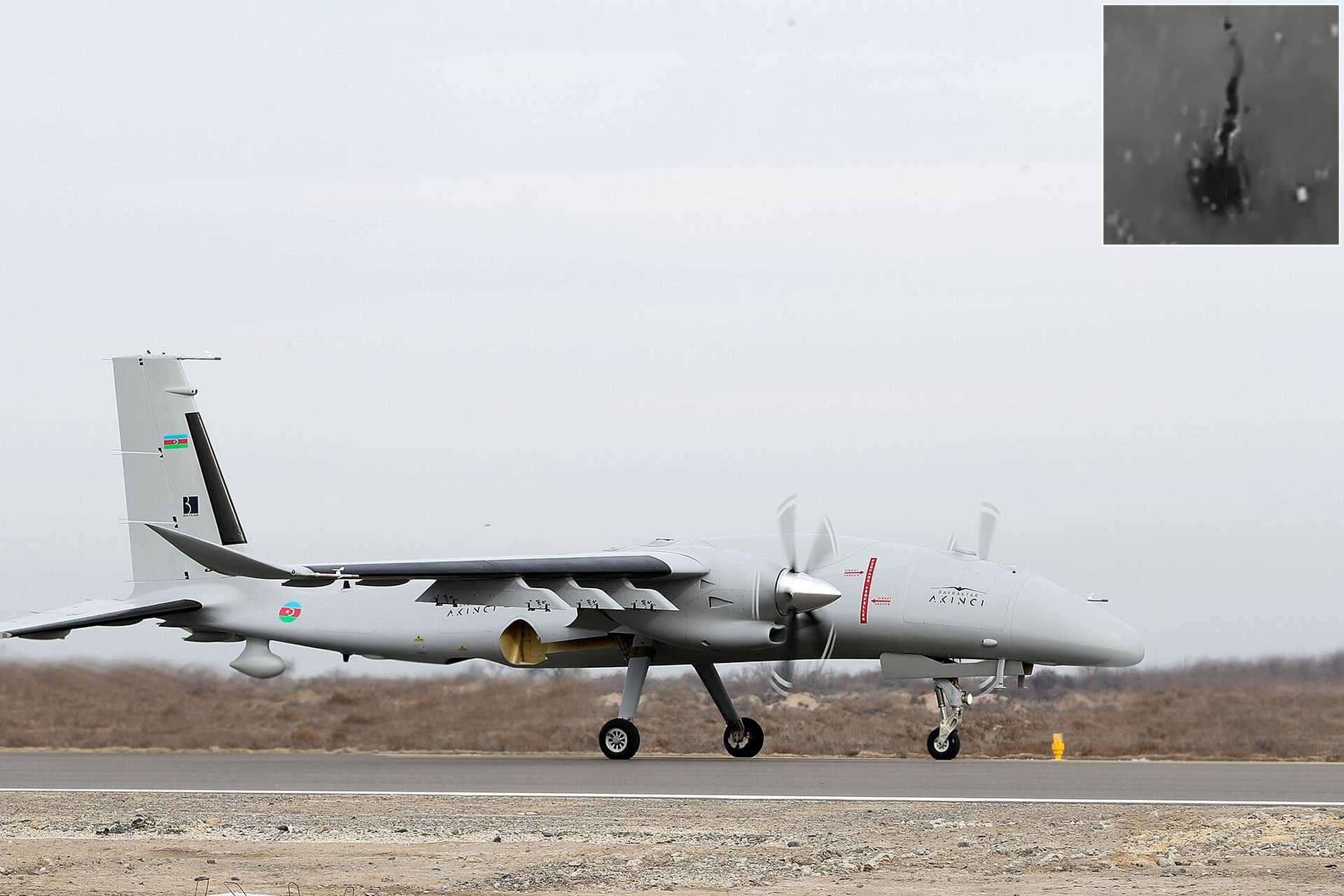 The Akinci's higher altitude allows it to search a wider area and maintain a more favorable position against slower CH-95 and FH-95 drones. (Picture source: Azeri MoD and X/Clash Report)