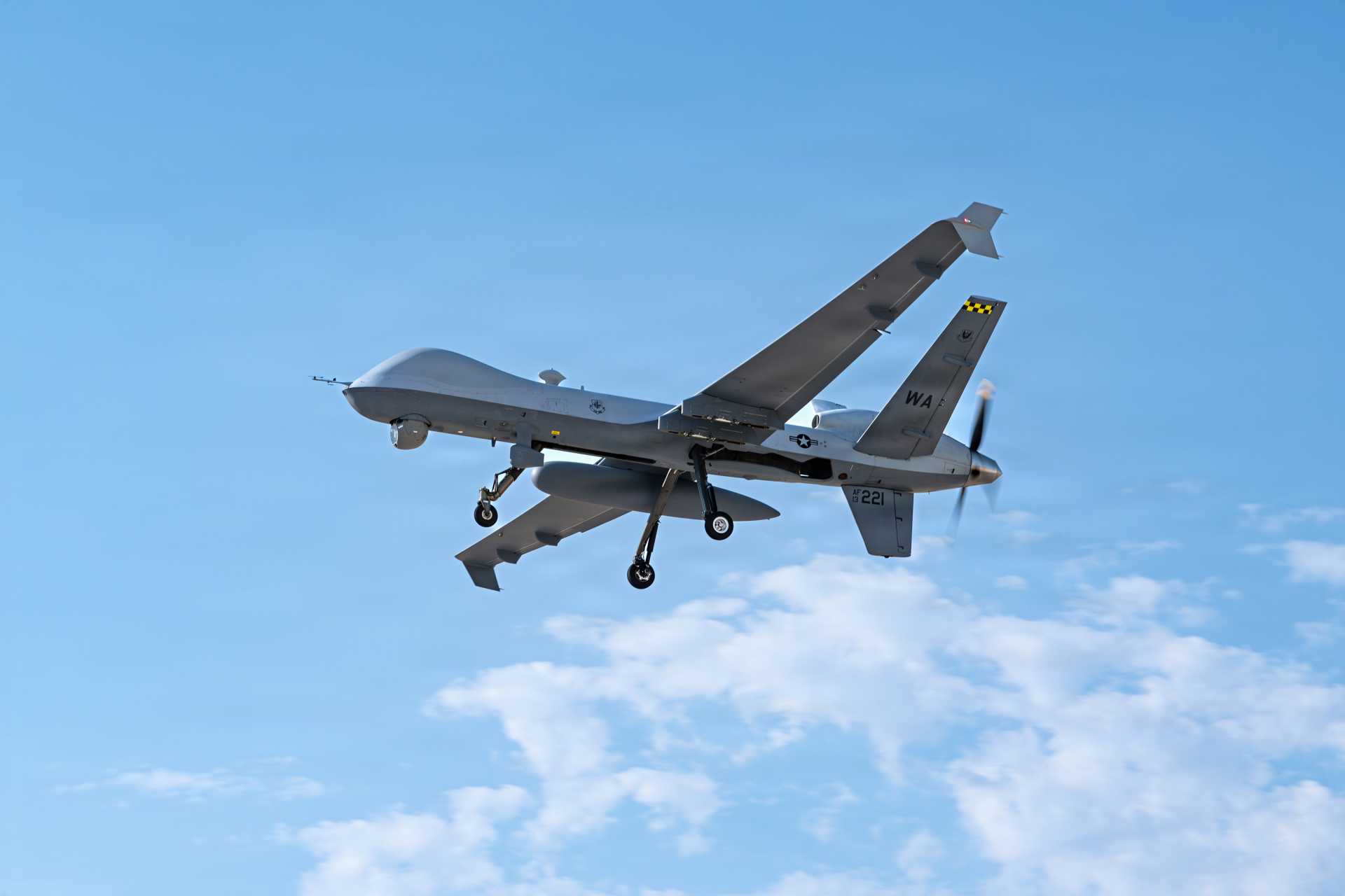 A U.S. Air Force MQ-9 Reaper assigned to the 26th Weapons Squadron takes off from Nellis Air Force Base, Nevada, on June 18, 2026, as the service prepares requirements for a more modular, affordable and resilient long-endurance unmanned aircraft. (Picture source: U.S. Department of War/Defense)