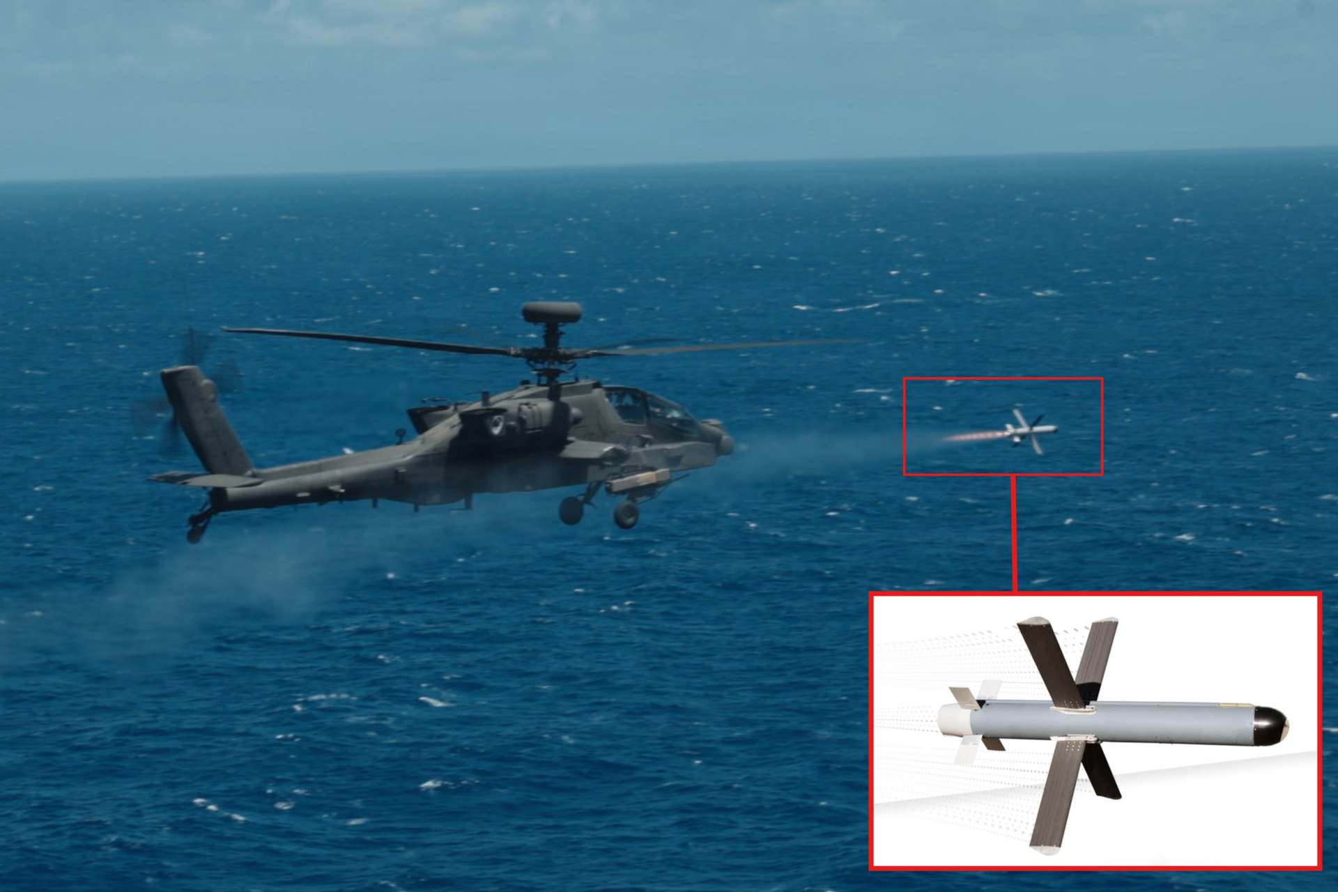 A U.S. Army AH-64 Apache firing a SPIKE NLOS missile during RIMPAC 2026 highlighted the service’s expanding role in distributed maritime strike operations across the Indo-Pacific (Picture Source: U.S. Army / Rafael Advanced Defense Systems)