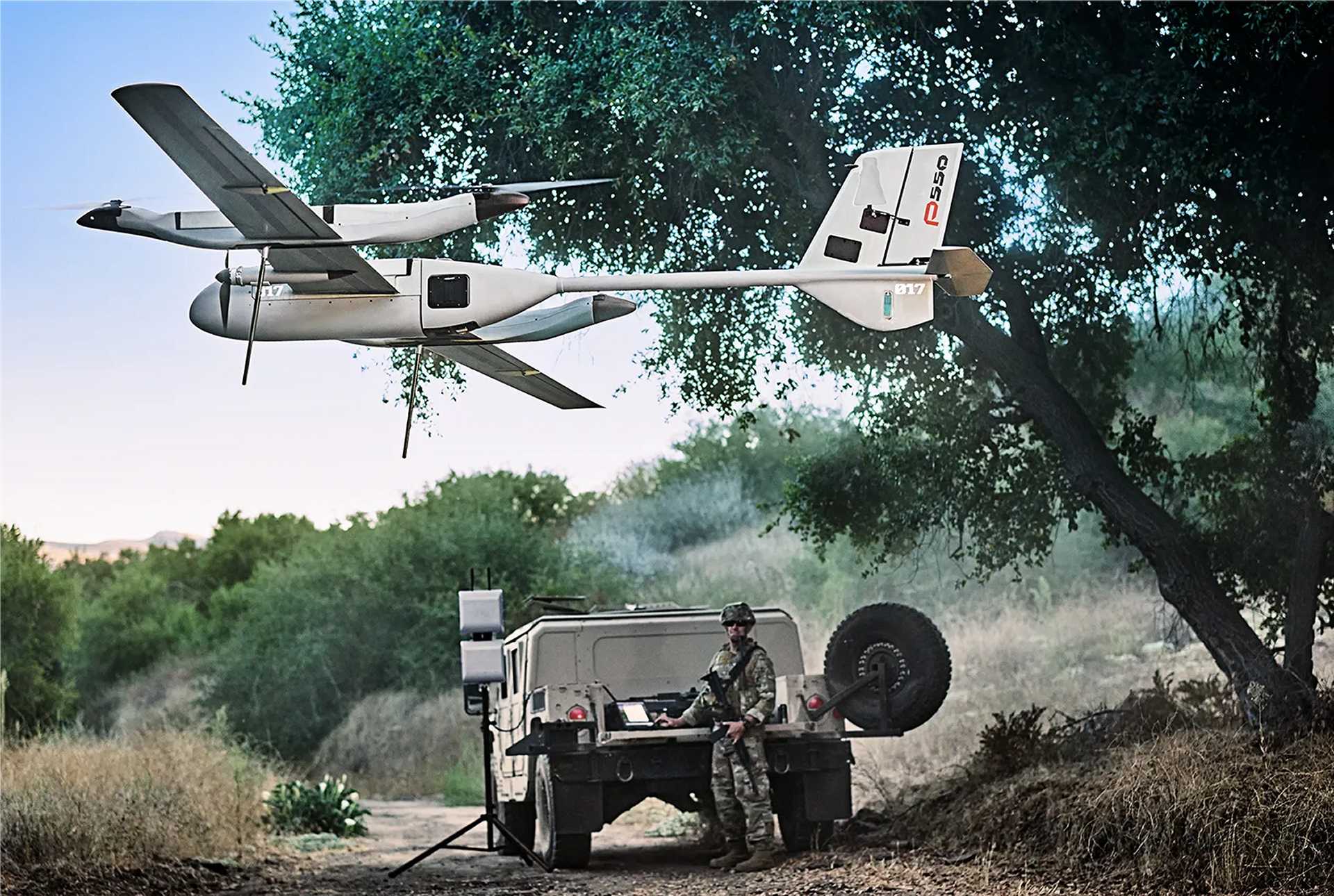 AeroVironment's P550 is a Group 2 electric vertical take-off and landing (eVTOL) unmanned aerial system designed for long-range intelligence, surveillance and reconnaissance (ISR), electronic warfare, communications relay, and precision strike missions. Its modular open architecture, five-hour endurance, and rapid payload reconfiguration make it well suited for the U.S. Army's evolving reconnaissance requirements.