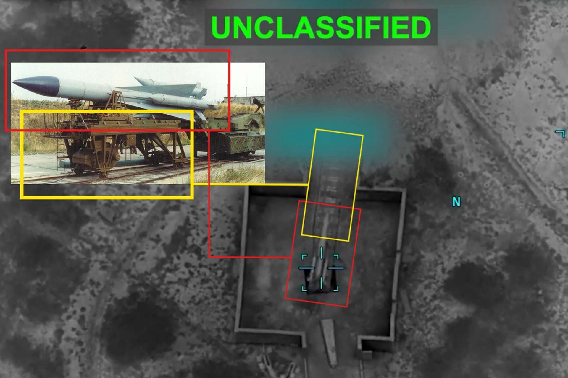 CENTCOM footage appears to show a precision strike destroying a loaded Iranian S-200 launcher, exposing the distinctive rail-handling infrastructure used by the long-range air-defense system (Picture Source: U.S. Central Command /Matej Kopecky /Edited By Army Recognition Group)